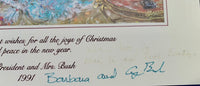 George HW Bush and Barbara Bush signed Official 1991 Christmas Card 12x16 - JSA COA