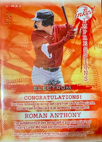 Roman Anthony 2024 Leaf Inked Impressions Electrum Autograph Card 15/20