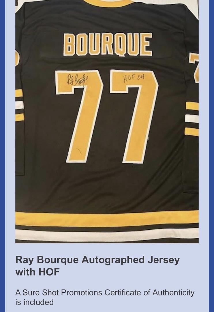 Ray Bourque Signed Custom Bruins Jersey w/ HOF Inscription - Sure Shot COA