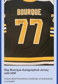 Ray Bourque Signed Custom Bruins Jersey w/ HOF Inscription - Sure Shot COA