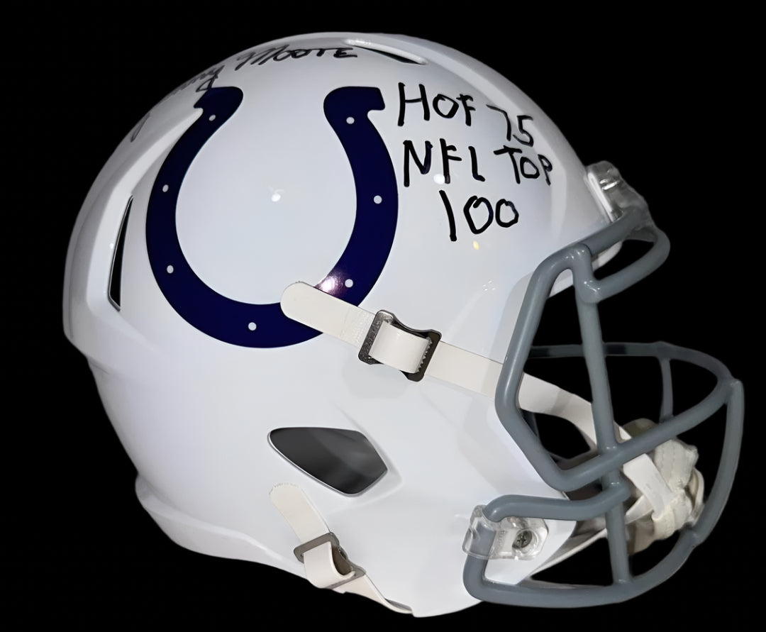 Lenny Moore (Colts) signed full size replica helmet w/HOF and NFL Top 100 inscription - Schwartz COA