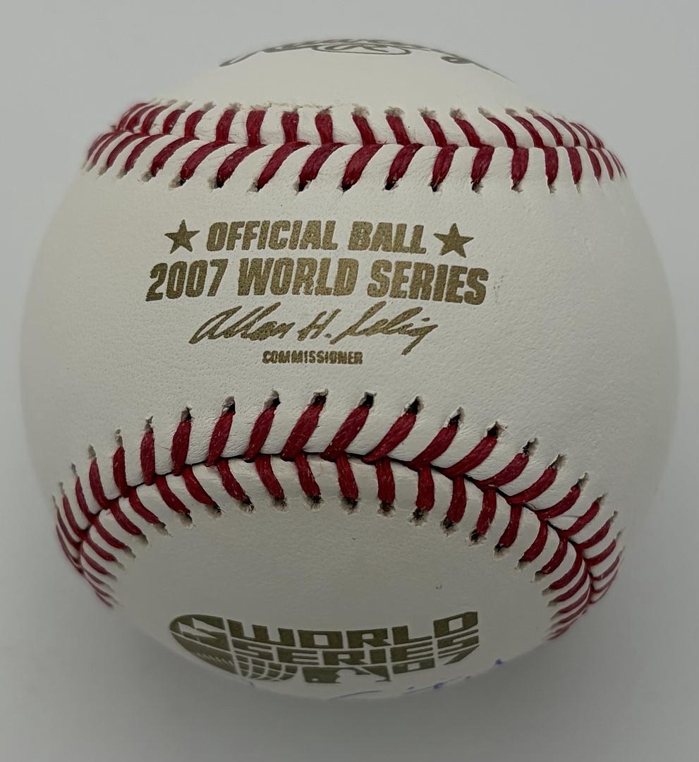 Jason Varitek signed 2007 World Series baseball w/inscription (Red Sox) - JSA COA