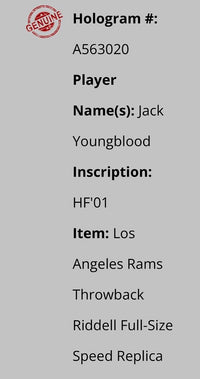 Jack Youngblood (Rams) full size replica helmet w/HOF inscription - Schwartz COA
