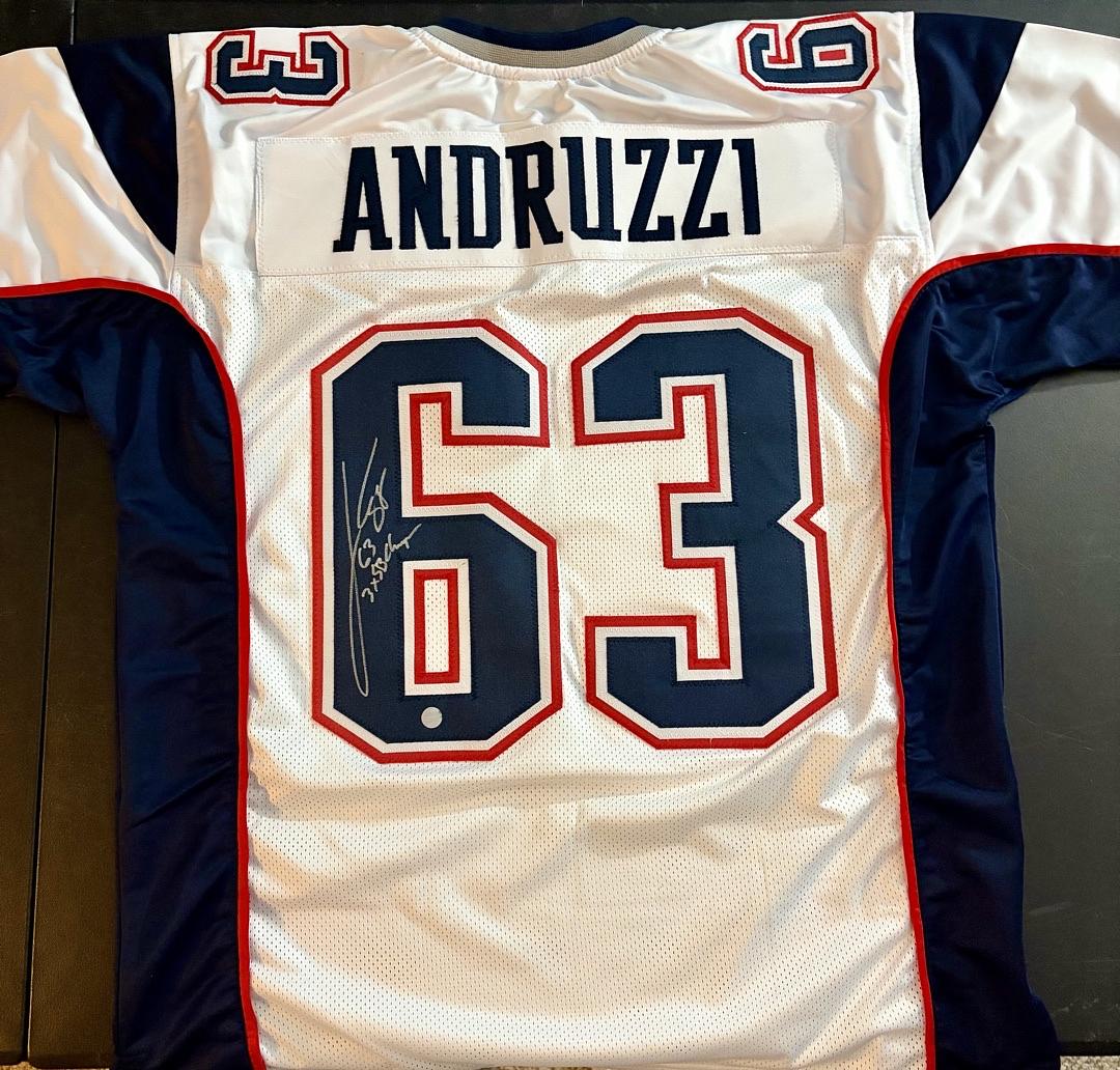 Joe Andruzzi Signed Custom White Patriots Jersey - JSA COA