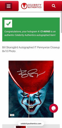 Bill Skarsgard signed (Stephen King's IT) 8x10 - Celebrity Authentics COA