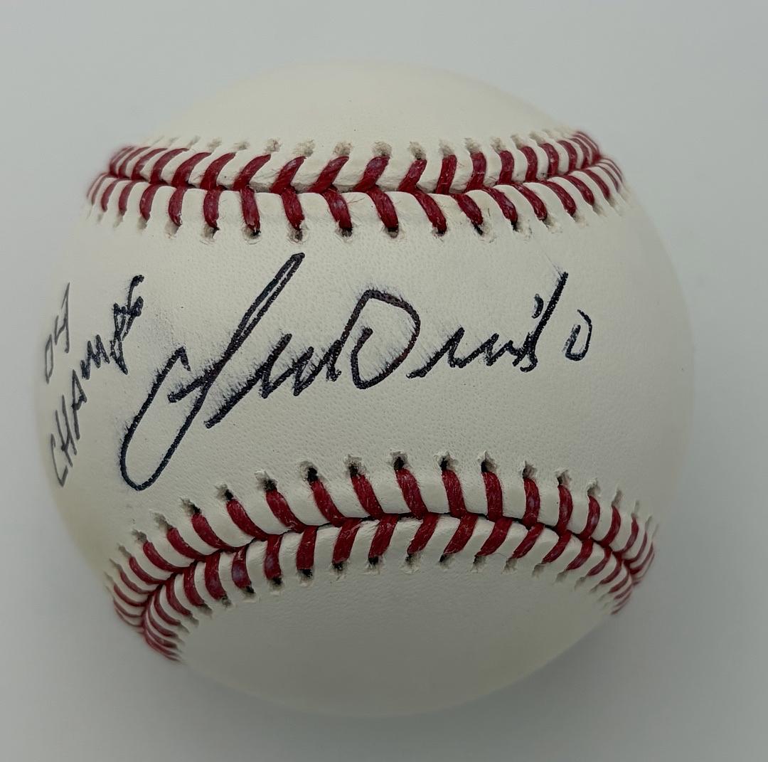 Lenny DiNardo signed 04 World Series ROMLB baseball (Red Sox) - JSA COA