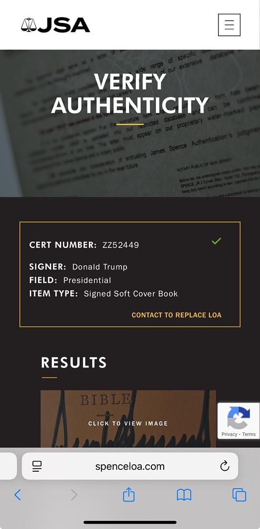 Donald Trump Signed Bible 45th/47th President Signature Edition JSA COA and full letter of authenticity