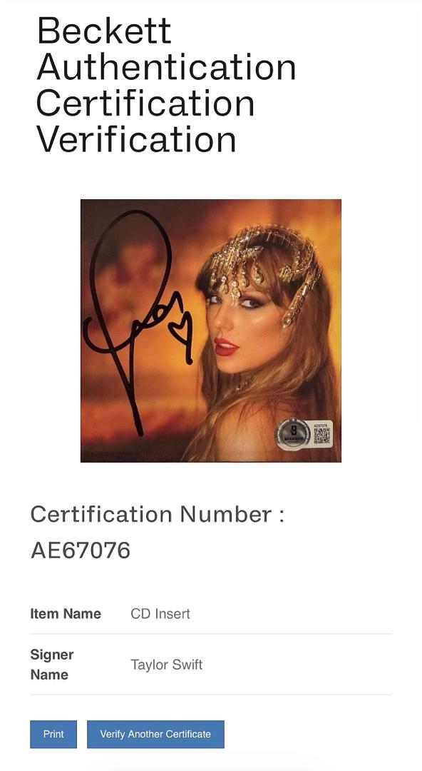 Taylor Swift matted, signed "Life of a Showgirl" CD Insert Photo 3 - Beckett COA