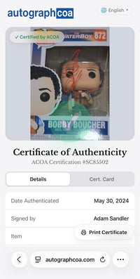 Adam Sandler Signed Funko Pop #872 "The Waterboy" - ACOA COA