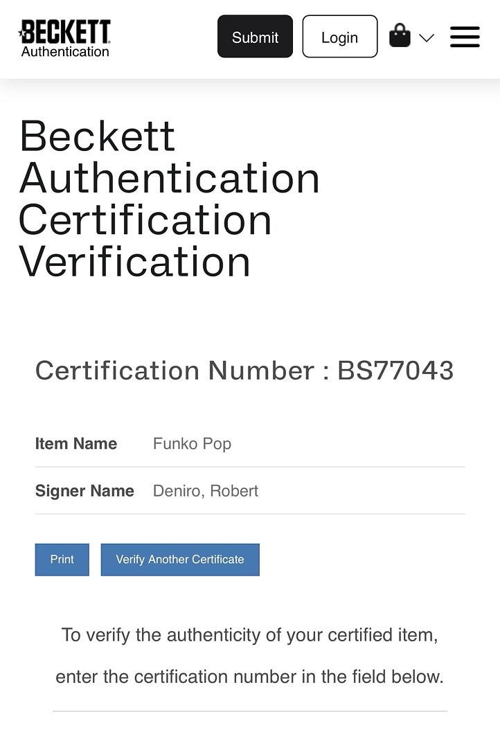 Robert De Niro Signed Funko Pop #1504 "Jimmy Conway" Goodfellas - Beckett COA