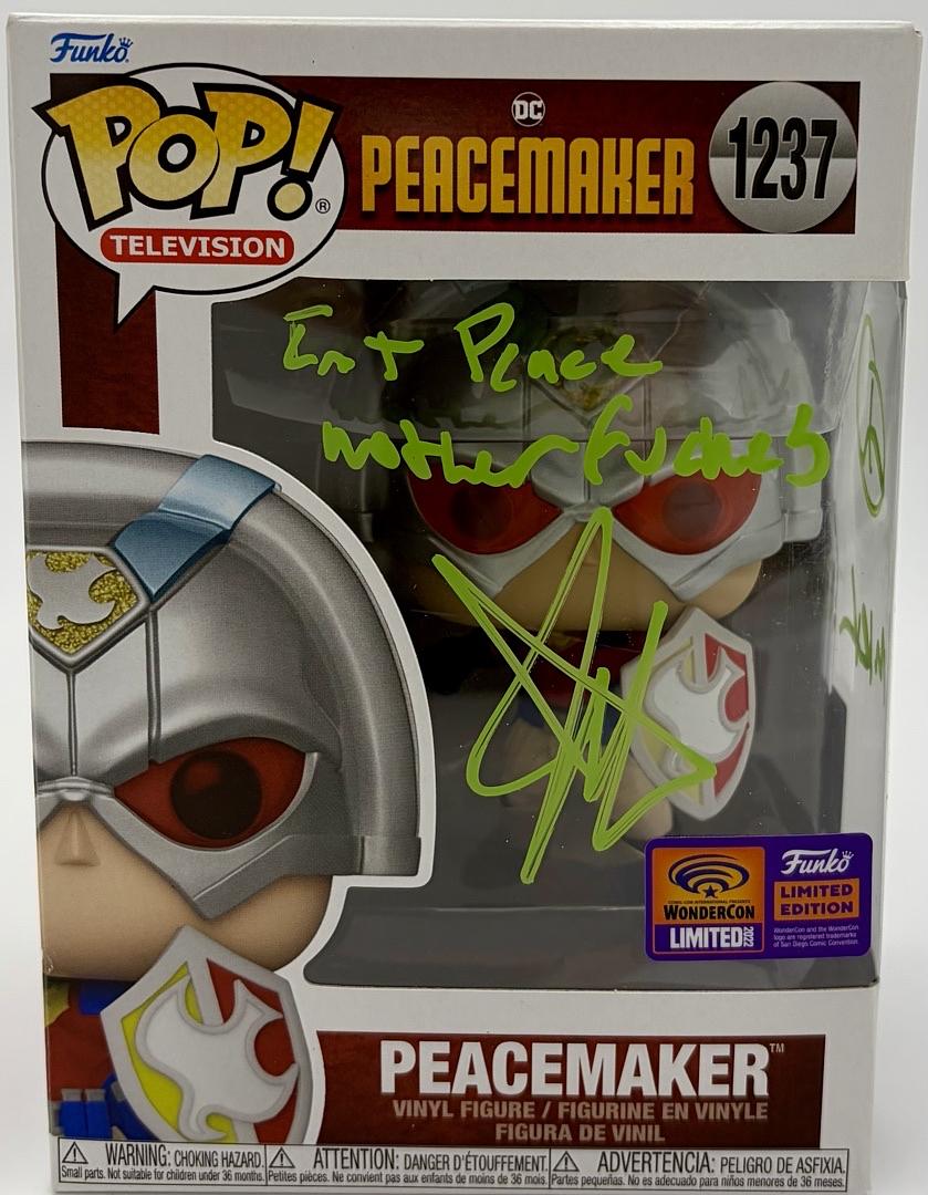 John Cena signed Funko #1237 Peacemaker" w/quote & character name (Suicide Squad) - Official Pix COA