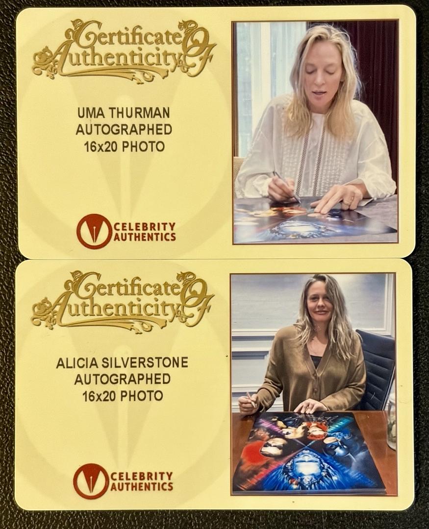 Uma Thurman and Alicia Silverstone signed 16x20 (Batman) - Celebrity Authentics COA