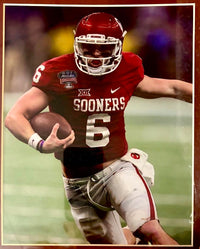 Baker Mayfield 34x42 signed framed Oklahoma Jersey - Beckett COA