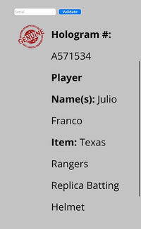 Julio Franco (Rangers) signed replica batting helmet - Schwartz COA