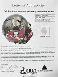 Tom Brady signed Buccaneers Autographed Authentic Riddell Helmet - Fanatics and GOAT COA