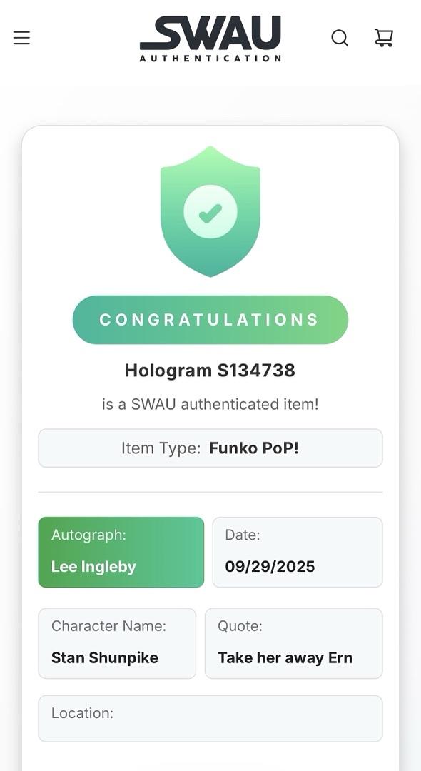 Lee Ingleby signed "Stan Shunpike" Funko #170 (Harry Potter) w/quote - Empire Signings & SWAU COA