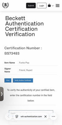 Rupert Friend signed "The Grand Inquisitor" Funko #631 (Star Wars) - Beckett COA
