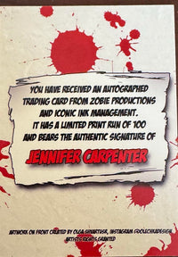 Jennifer Carpenter signed limited edition (/100) Dexter Card - Zobie COA
