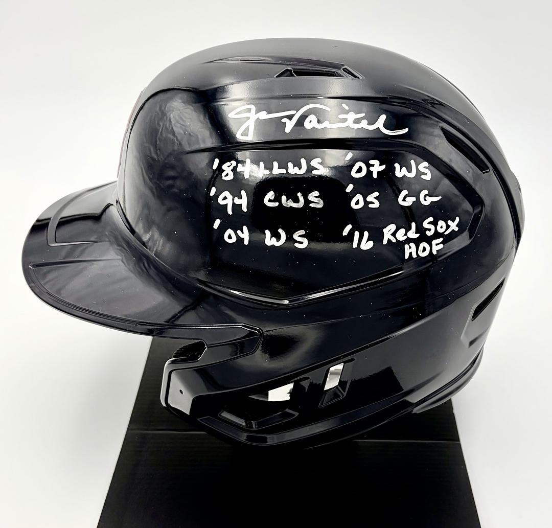 Jason Varitek signed full size replica batters helmet w/multiple inscriptions (Red Sox) - JSA COA