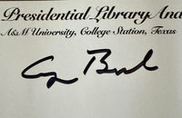 George HW Bush signed Bush Presidential Library 26x10 watercolor print - PENDING