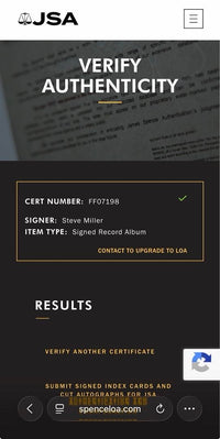 Steve Miller signed "Brave New World" album - JSA COA