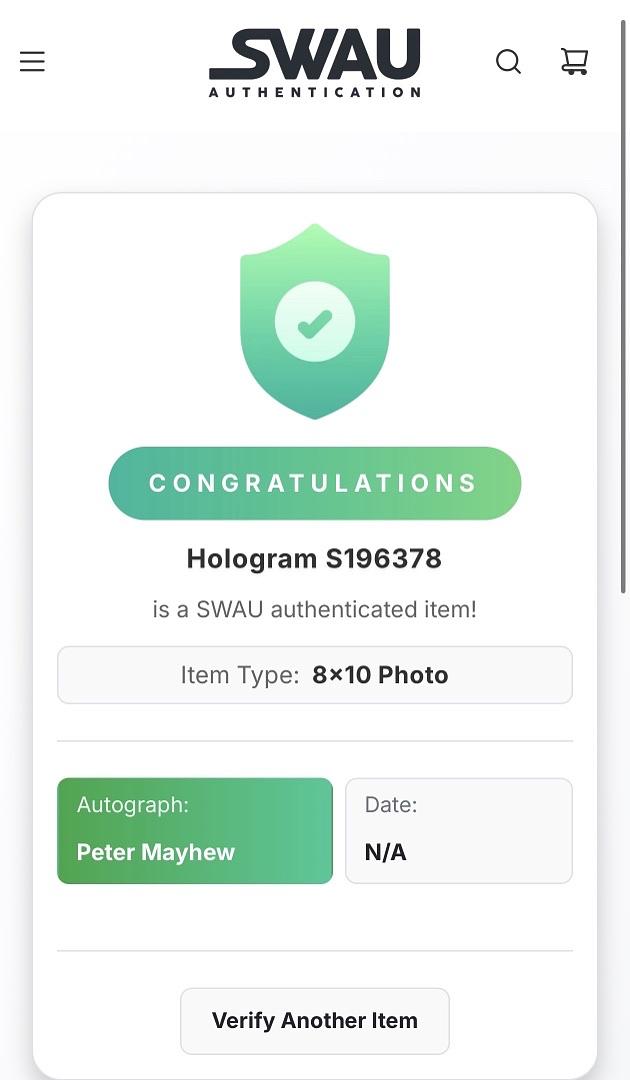 Peter Mayhew signed 8x10 (Star Wars) - SWAU COA