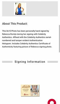 Rebecca Romjin sexy signed 8x10 - Celebrity Authentics COA
