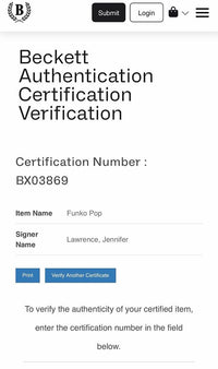 Jennifer Lawrence signed Hunger Games Funko #230 - Beckett COA *RARE*