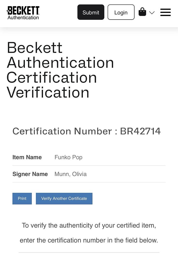 Olivia Munn Signed Funko Pop #180 Psylocke X-Men - Beckett COA