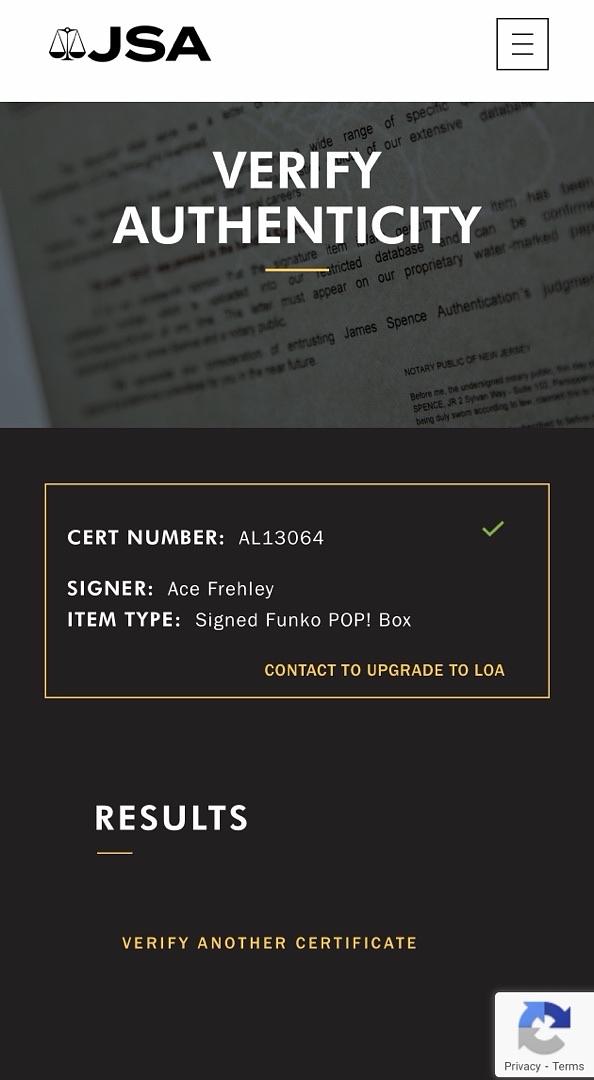 Ace Frehley Signed Funko Pop #123 "The Spaceman" (KISS) - JSA COA