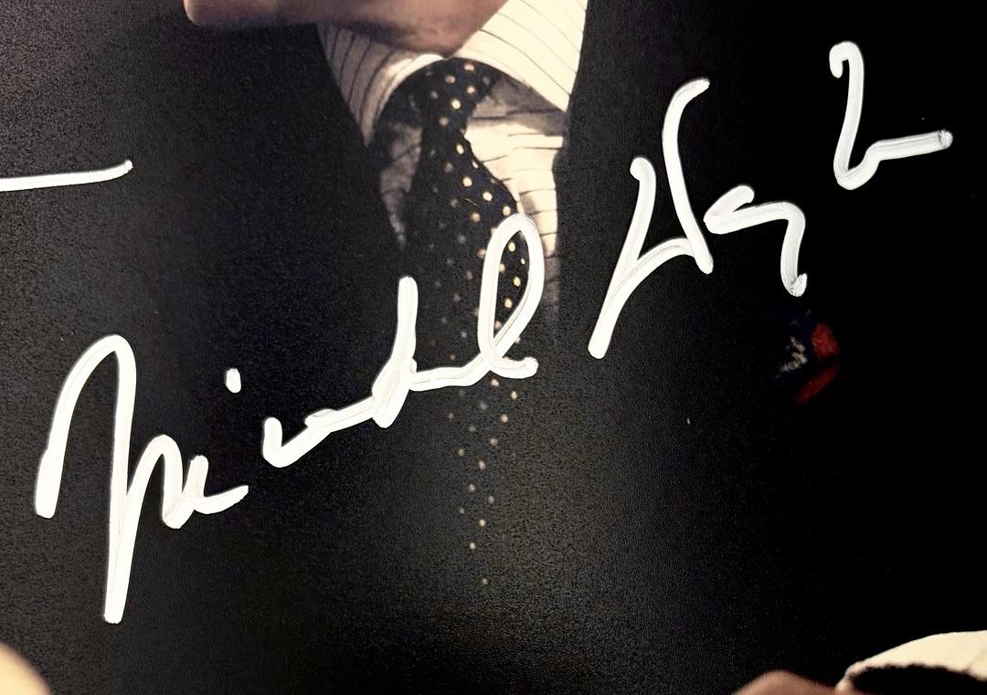 Michael Douglas & Charlie Sheen Signed Wall Street 11x14 (Silver Ink) - Beckett COA