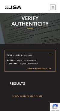 Bryce Dallas Howard Sexy Signed 8x10 Photo - JSA COA