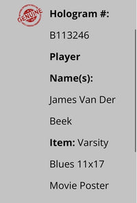 James Van Der Beek Signed 11x17 Photos (Varsity Blues) - Schwartz COA