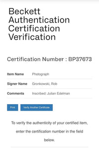 Rob Gronkowski and Julian Edelman (Patriots) signed 11x17 - Beckett COA