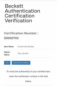 Jennifer Tilly Signed Funko Pop #1154 "Celia" (Monsters) - Beckett COA