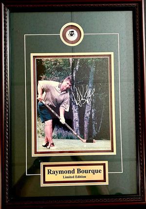 Ray Bourque 21.5x15 signed framed 8x10 and "Bourque Golf" golfball - JSA COA