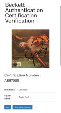 Taylor Swift matted, signed "Life of a Showgirl" CD Insert Photo 2 - Beckett COA