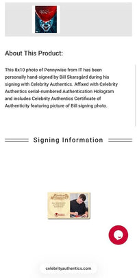Bill Skarsgard signed (Stephen King's IT) 8x10 - Celebrity Authentics COA