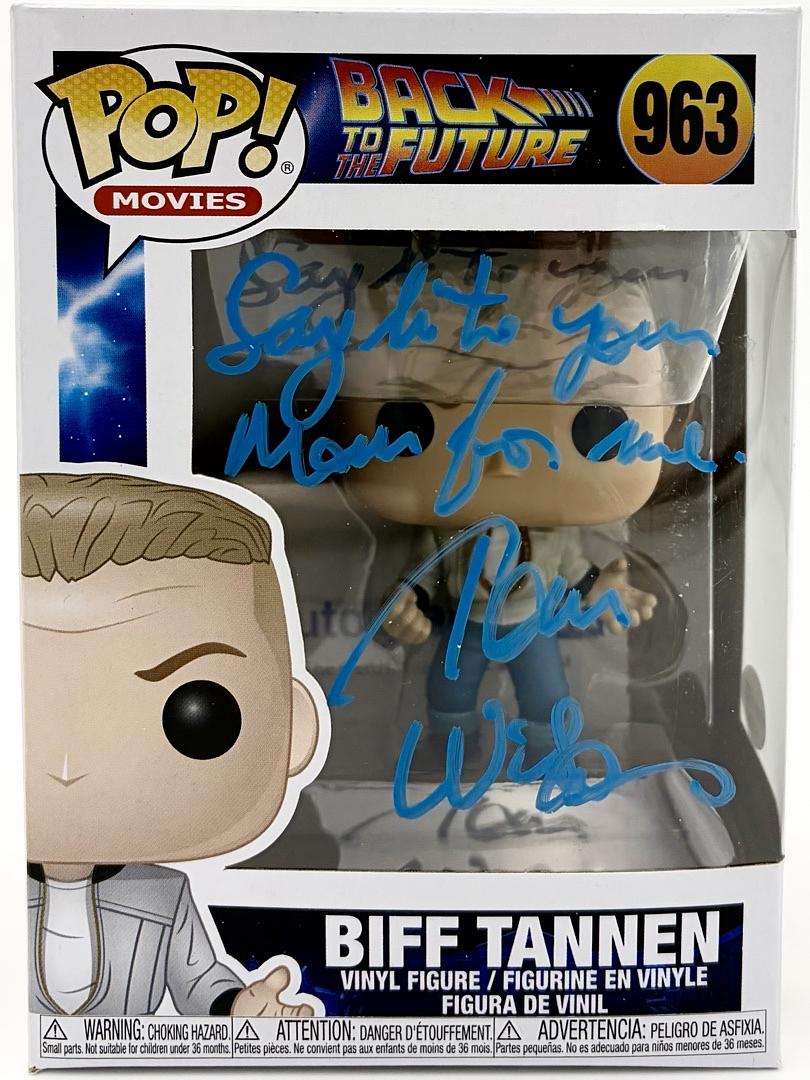 Tom Wilson signed Funko #963 (Back to the Future) w/quote - ACOA COA