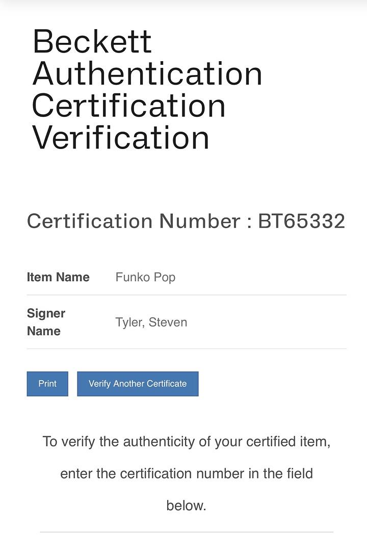 Steven Tyler Signed Funko Pop #475 (Aerosmith) *RARE* - Beckett