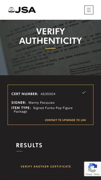Manny Pacquiao signed Funko #37 **VERY RARE** - JSA COA