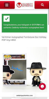 Val Kilmer Signed Funko Pop #852 "Doc Holliday" (Tombstone) *RARE* - Celebrity Authentics