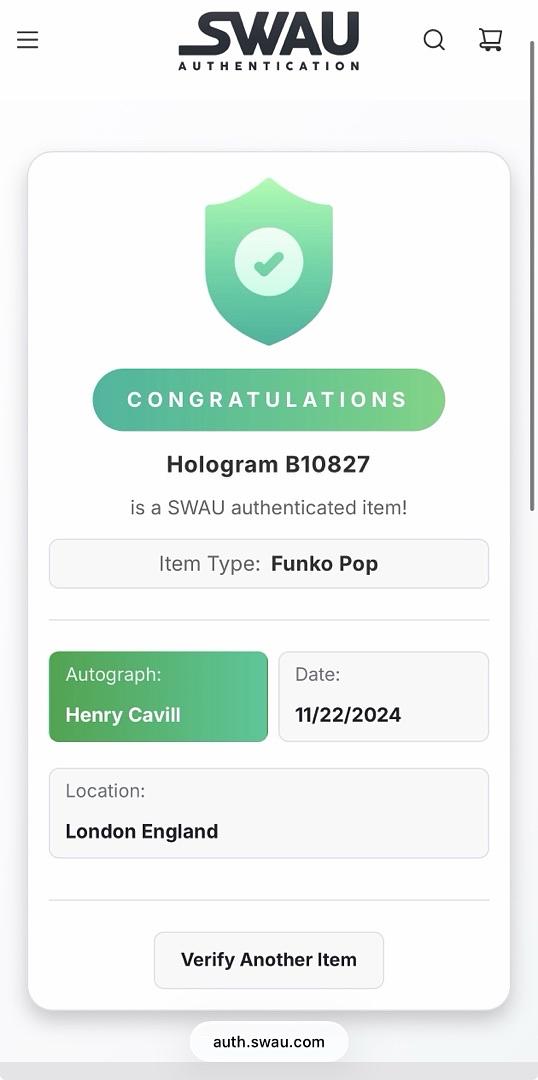 Henry Cavill Signed "Wolverine" Funko #1371 (Marvel) - SWAU
