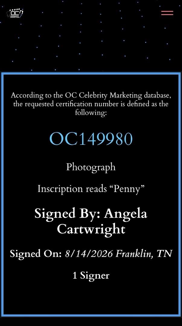 Angela Cartwright Signed 8x10 Photo (Lost In Space) - OC Celebrity Marketing