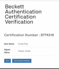 Emilia Clarke Signed Funko Pop #03 Daenerys Targaryen (Blue Ink) - Beckett COA