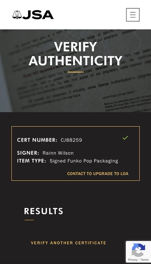 Rainn Wilson signed "Dwight Schrute" Funko #907 (The Office) w/character name - JSA COA