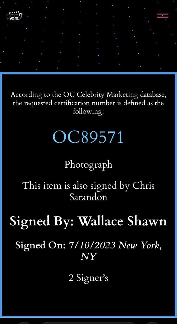 Cary Elwes Wallace Shaun Chris Sarandon signed 11x17 (The Princess Bride) - OC Celebrity Marketing and Official Pix COA's