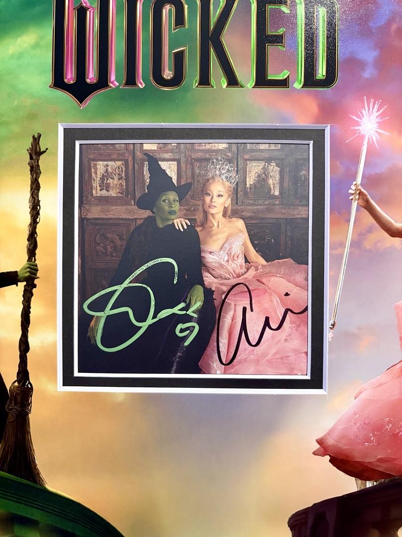 Cynthia Erivo & Ariana Grande Mounted Signed Wicked CD Insert 11x14  - JSA COA