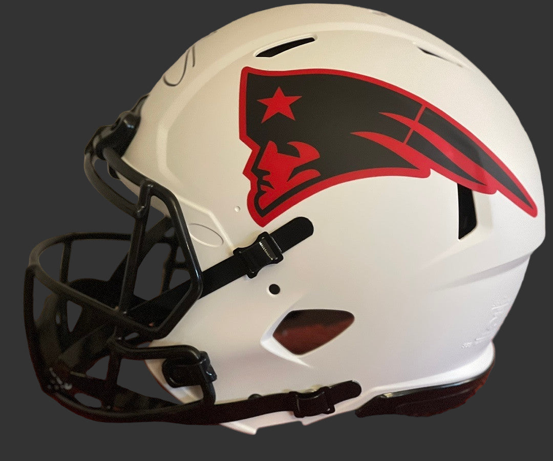 Mac Jones full sized authentic on-field Lunar Patriots helmet - Beckett COA