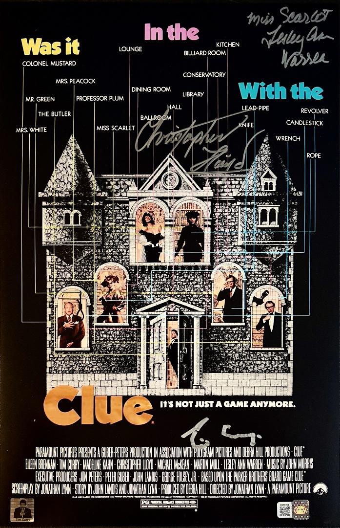Tim Curry Christopher Lloyd and Lesley Ann Warren signed "Clue" 11x17 - OC Celebrity Marketing